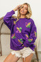 BiBi Fleur De Lis Sequin Patches Mardi Gras Sweatshirt