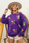 BiBi Fleur De Lis Sequin Patches Mardi Gras Sweatshirt