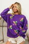 BiBi Fleur De Lis Sequin Patches Mardi Gras Sweatshirt