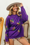 BiBi Fleur De Lis Sequin Patches Mardi Gras Sweatshirt