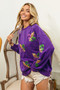 BiBi Fleur De Lis Sequin Patches Mardi Gras Sweatshirt