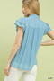 Umgee Scalloped Trim Flutter Sleeve Top