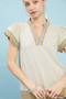 Umgee Contrast Scallop Trim Top