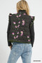 Umgee Ruffled Quilted Floral Snap Down Vest