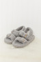 Qupid Cozy Atmosphere Faux Fur Buckled Sandals in Grey