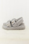 Qupid Cozy Atmosphere Faux Fur Buckled Sandals in Grey