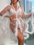 Mesh Erotic Lingerie See-Through Nightgown Temptation Sexy Lace Black Pajamas Female Robe