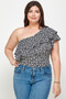 Plus Size Ditsy Floral One Shoulder Bodysuit