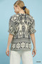 Umgee Two Tone Boarder Print Top