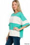 Zenana French Terry Color Block Exposed Seam Top