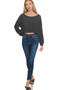 Zenana French Terry Boatneck Crop Top