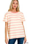 Zenana Textured Striped Crew Neck T-Shirt