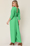 Double Take Full Size Surplice Wide Leg Jumpsuit with Pockets
