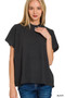 Zenana Viscose Mock Neck Short Sleeve Boxy Sweater