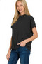 Zenana Viscose Mock Neck Short Sleeve Boxy Sweater
