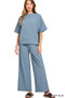Zenana Ribbed Round Neck Tee & Pants Set
