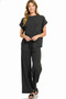 Zenana Cotton Slub Short Sleeve Tee and Pants Set