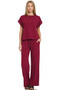 Zenana Cotton Slub Short Sleeve Tee and Pants Set