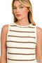 Zenana Round Neck Stripe Knit Tank Top