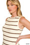 Zenana Round Neck Stripe Knit Tank Top