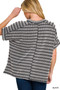 Zenana Raised Rib Striped Exposed Seam Top