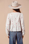 SO ME Front Tie Heart Embroidered Blouse With Puff Sleeve