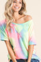 BiBi Tie Dye French Terry Print Top