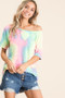 BiBi Tie Dye French Terry Print Top