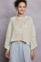 POL Cable-Knit Openwork Round Neck Cropped Sweater