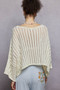 POL Cable-Knit Openwork Round Neck Cropped Sweater