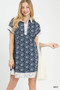 Umgee Border Print Belted Shirt Dress