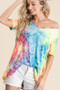 BiBi  Tie Dye Print Jersey V Neck Top