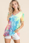 BiBi  Tie Dye Print Jersey V Neck Top