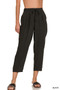 Zenana Woven Crepe Elastic Band Waist Pants