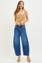 RISEN Mid Rise Crop Barrel Jeans
