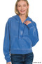 Zenana Fleece Pigment Dye Half Zip Kangaroo Pocket Hoodie