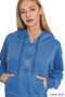Zenana Fleece Pigment Dye Half Zip Kangaroo Pocket Hoodie