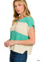 Zenana Split Neck Sleeveless Stripe Sweater