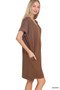 Zenana Brushed Dty Rolled Short Sleeve V-Neck Dress