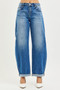 RISEN Full Size Mid Rise Barrel Double Roll Up Jeans Plus Size