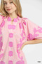 Umgee Floral Smocked Notched Puff Sleeve Blouse