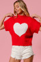 BiBi Rib Banded Heart Pattern Valentines Sweater