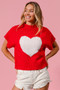 BiBi Rib Banded Heart Pattern Valentines Sweater