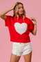 BiBi Rib Banded Heart Pattern Valentines Sweater