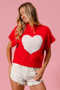 BiBi Rib Banded Heart Pattern Valentines Sweater