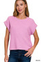 Zenana Short Sleeve Crew Neck Sweater