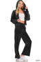 Zenana Velvet Zip Up Hoodie and Pants Set