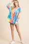 BiBi Tie Dye Deep V-neck Top With Lace Up Front