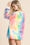 BiBi Tie Dye Deep V-neck Top With Lace Up Front