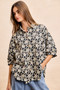 BiBi Floral Jacquard Short Dolman Sleeves Shirt